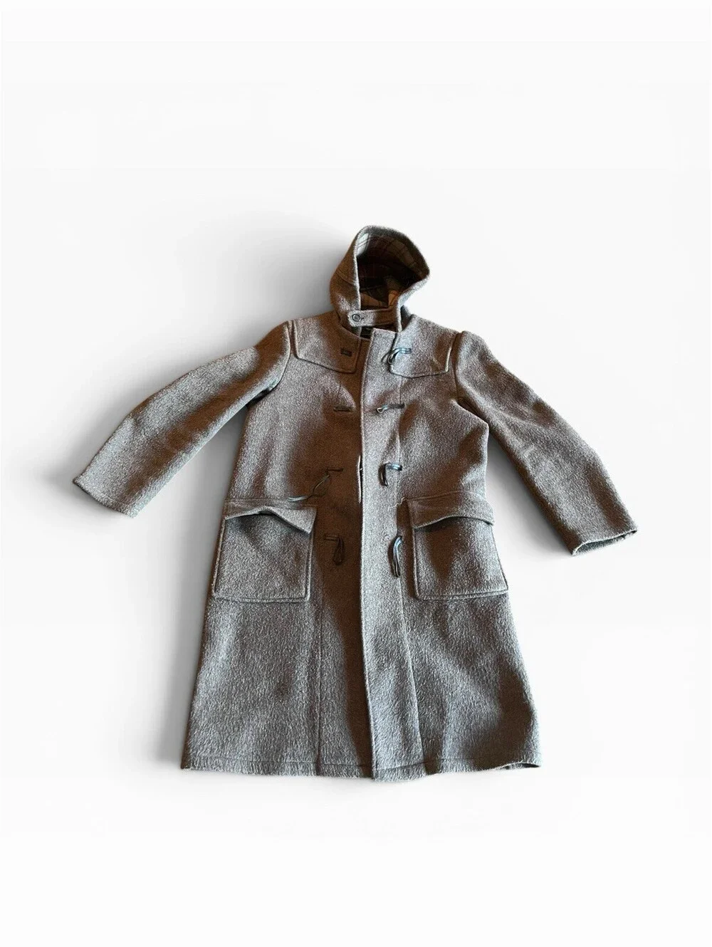Vintage Shannon Traditional British Duffle Coat Hooded Gray Men’s L Wool
